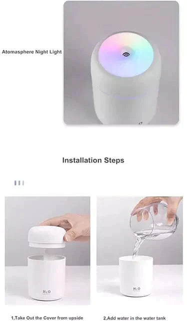 Portable Electric Air Humidifier with Colorful Night Light